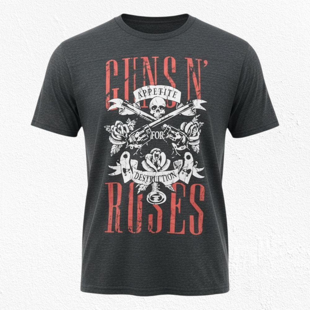 Guns N’ Roses Appetite for Destruction Band Tee Gray Graphic T-Shirt Size XL